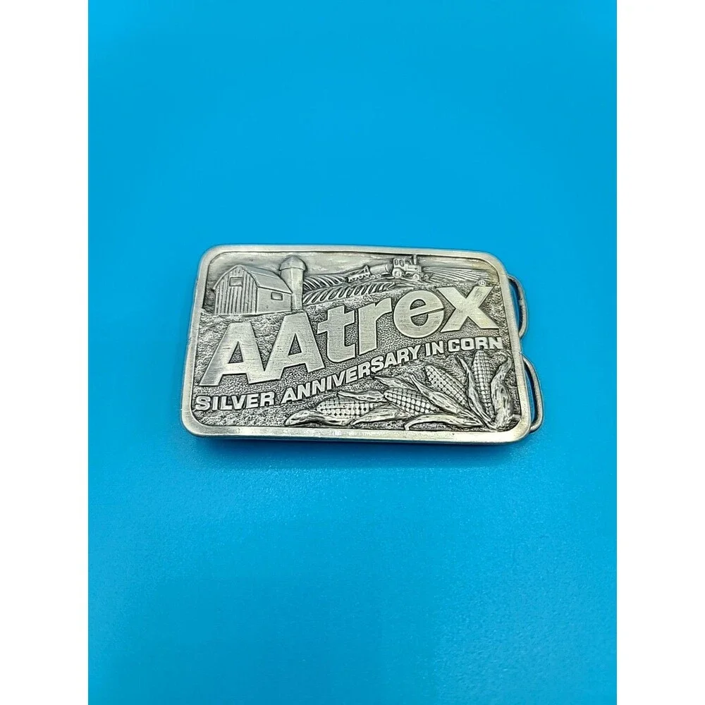 AAtrex Silver Anniversary Belt Buckle 25 Years in Corn Farming Belt Buckle